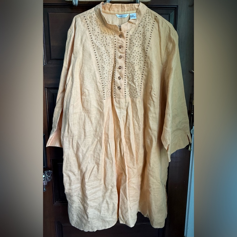 Malcolm & Co Women's Plus Gold Embroidered Button-Down Top